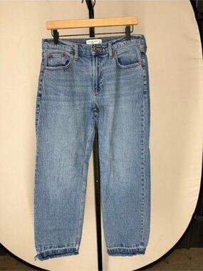 Abercrombie & Fitch Baggy Low Rise Raw Hem Jeans